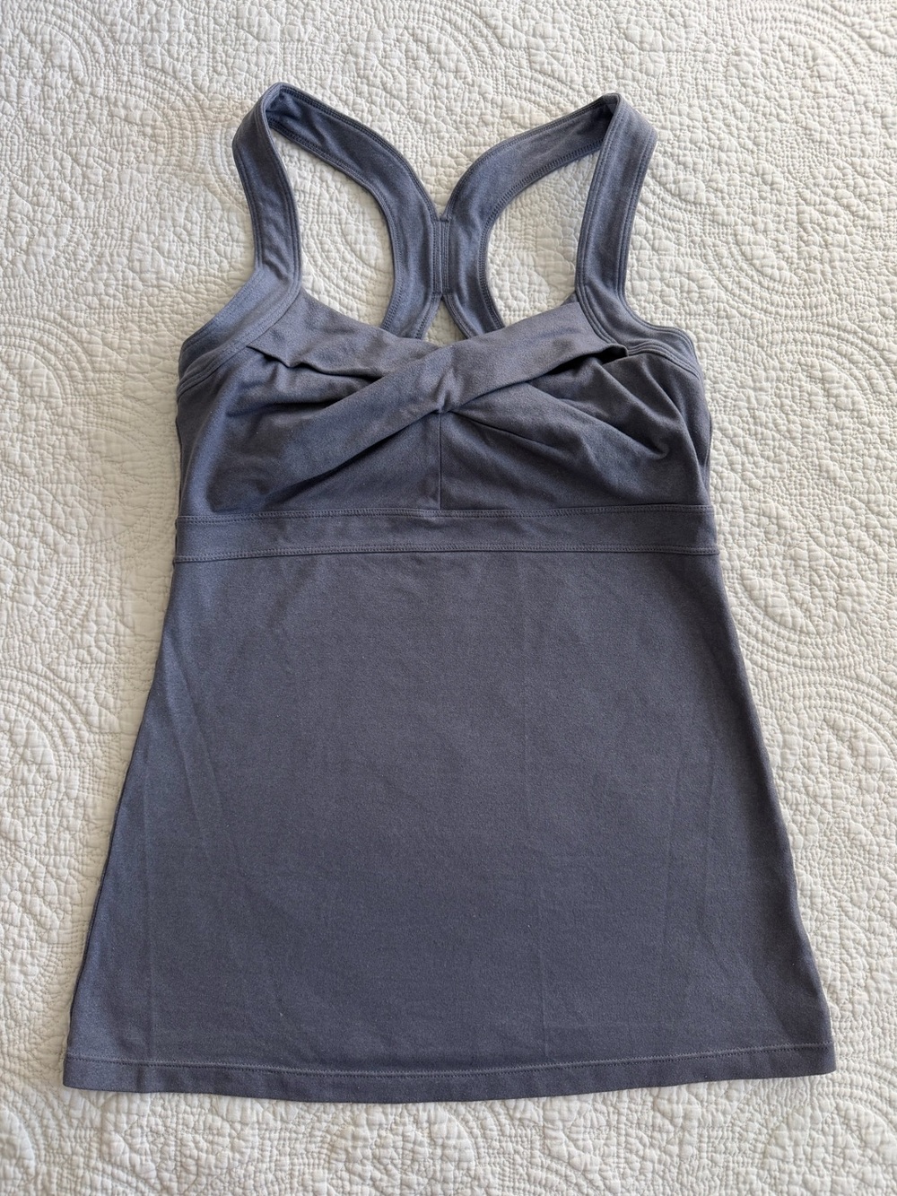 Athleta Womens Small Heather Gray Twist Front Halter Racerback Workout Tank Y2K